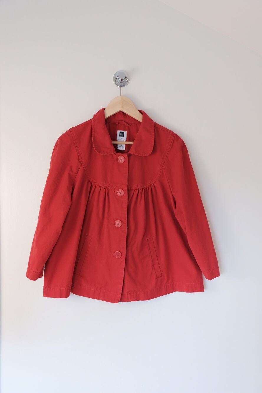 Gap Red Jacket Peter Pan Collar Cotton Cottagecore Fisherman Preppy Heritage XL
